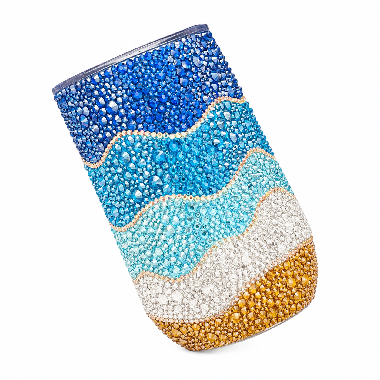Blue wave rhinestone tumbler
