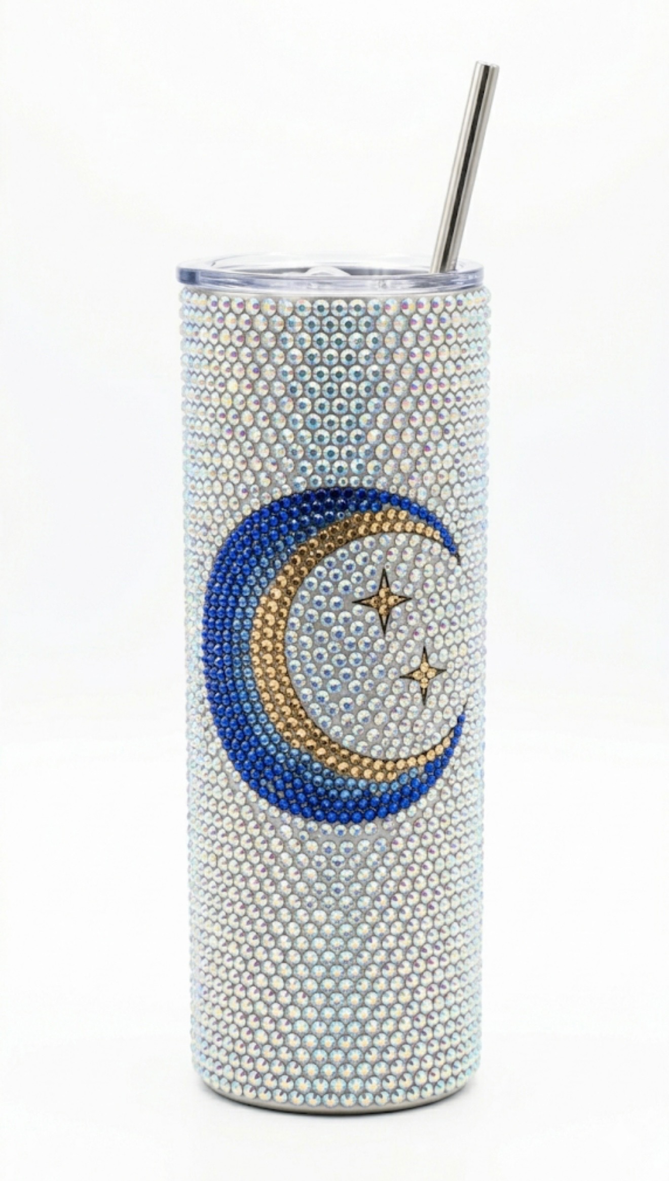 Moon and stars rhinestone tumbler